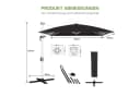 HOMALL Sonnenschirm 300x400 cm Ampelschirm Grau UV-Schutz 50+ Bild 4