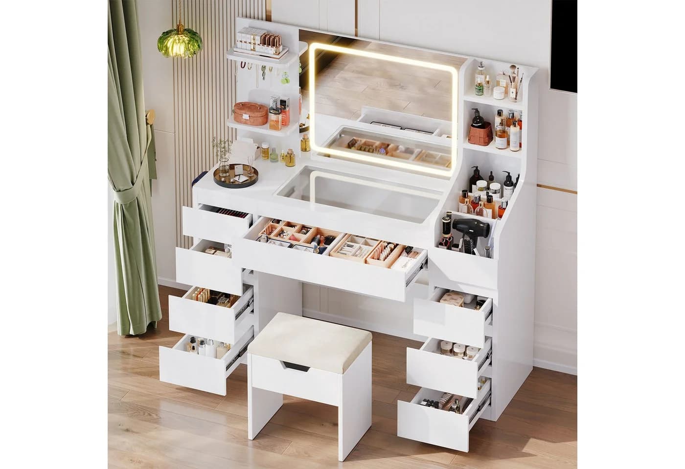Furnicopia Schminktisch LED-Beleuchtung Weiß - Bild 4