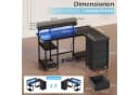 HOMALL Eck-Schreibtisch Schwarz mit LED, Schubladen & Steckdosen Bild 1