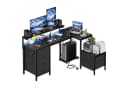 HOMALL Eckschreibtisch Schwarz mit Schubladen und LED Bild 1