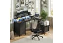 HOMALL Eckschreibtisch Schwarz mit Schubladen und LED Bild 2