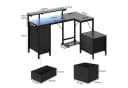 HOMALL Eckschreibtisch Schwarz mit Schubladen und LED Bild 3