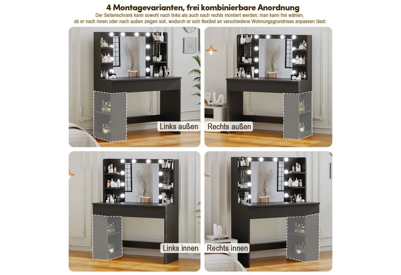 Furnicopia Schminktisch mit LED-Beleuchtung und Stauraum - Bild 5