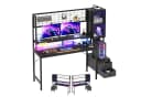HOMALL Gamingtisch mit USB-Steckdose & RGB LED, Schwarz Bild 2