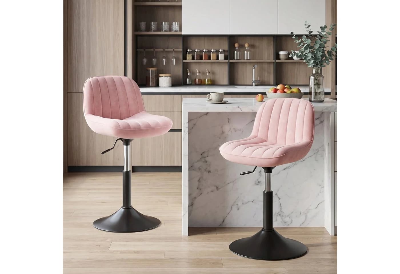 HOMALL Barhocker Höhenverstellbar Grau/Rosa/Weiß 360° Drehbar - Bild 2
