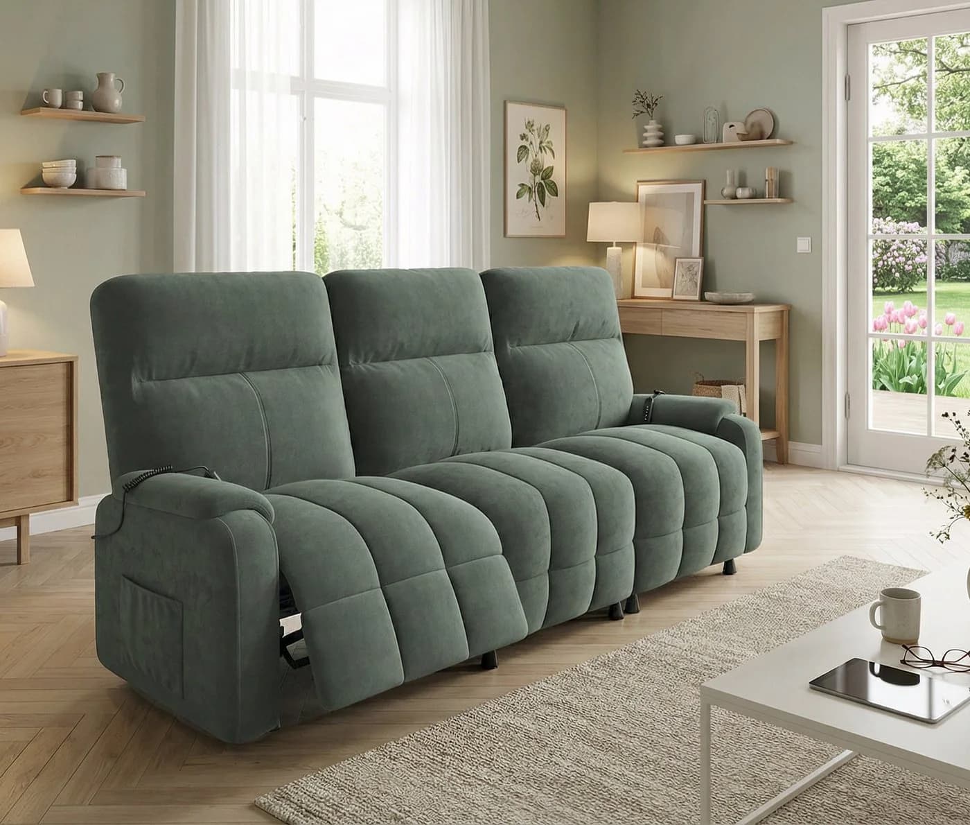 GUNJI 3-Sitzer Relaxsofa Elektrisch Verstellbar Grau