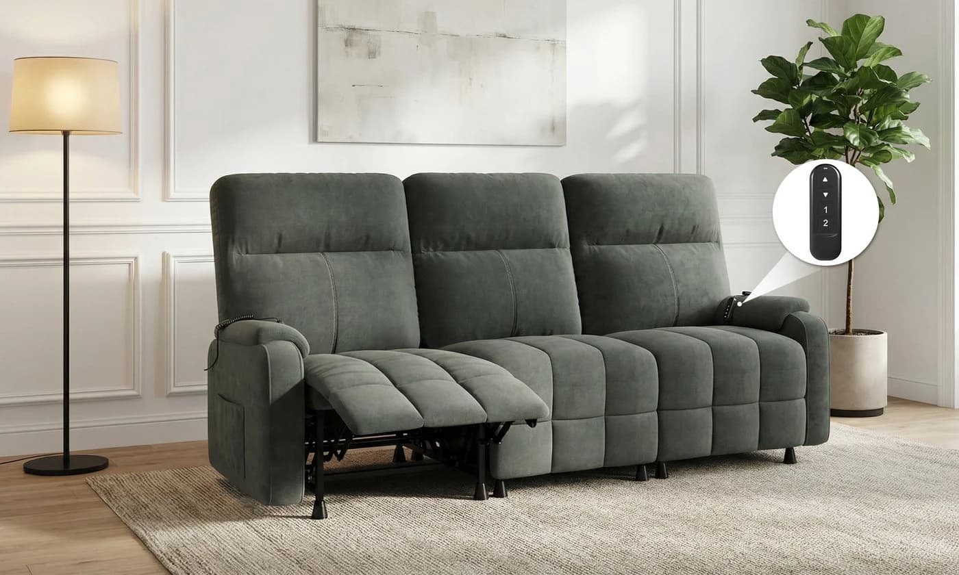 GUNJI 3-Sitzer Relaxsofa Elektrisch Verstellbar Grau - Bild 3
