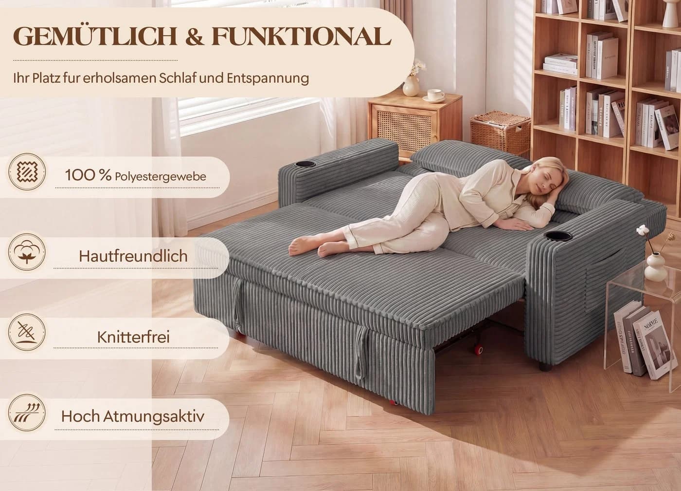 GUNJI Klappbares Doppelsofa Retro - Bild 5