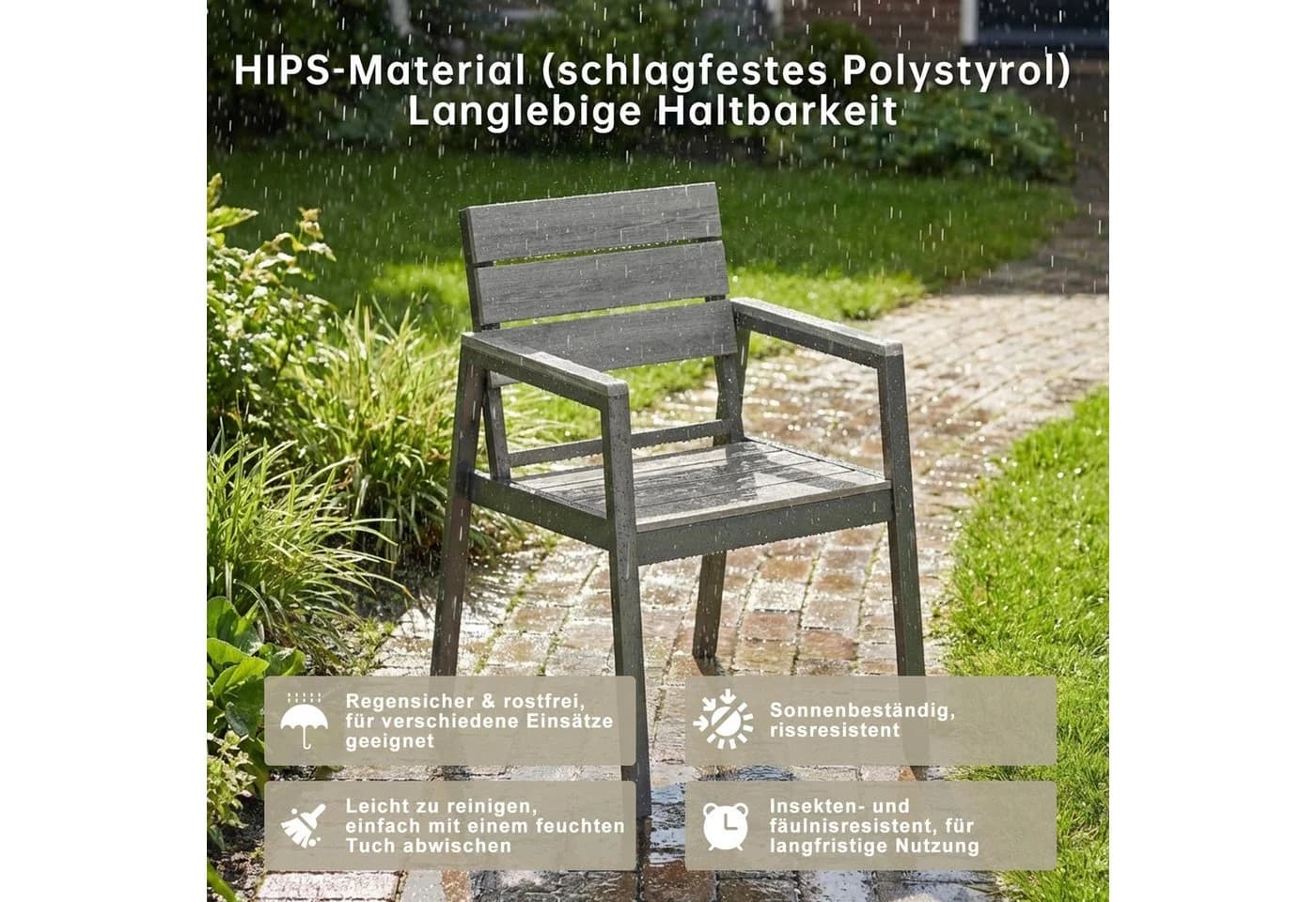 HOMALL Gartenstuhl Stapelbar Aluminium Grau Wetterfest - Bild 3