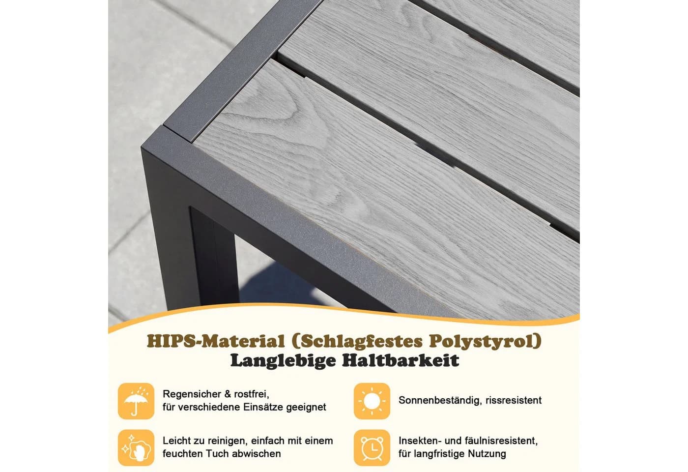 HOMALL Gartentisch Holzoptik Esszimmertisch 100kg Tragkraft - Bild 4
