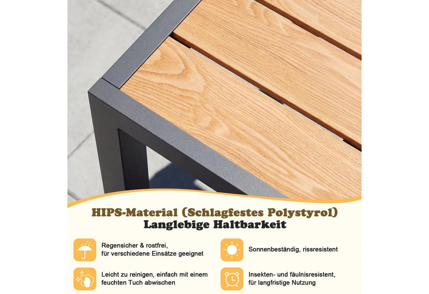 HOMALL Gartentisch Holzoptik Esszimmertisch 100kg Tragkraft - Bild 4