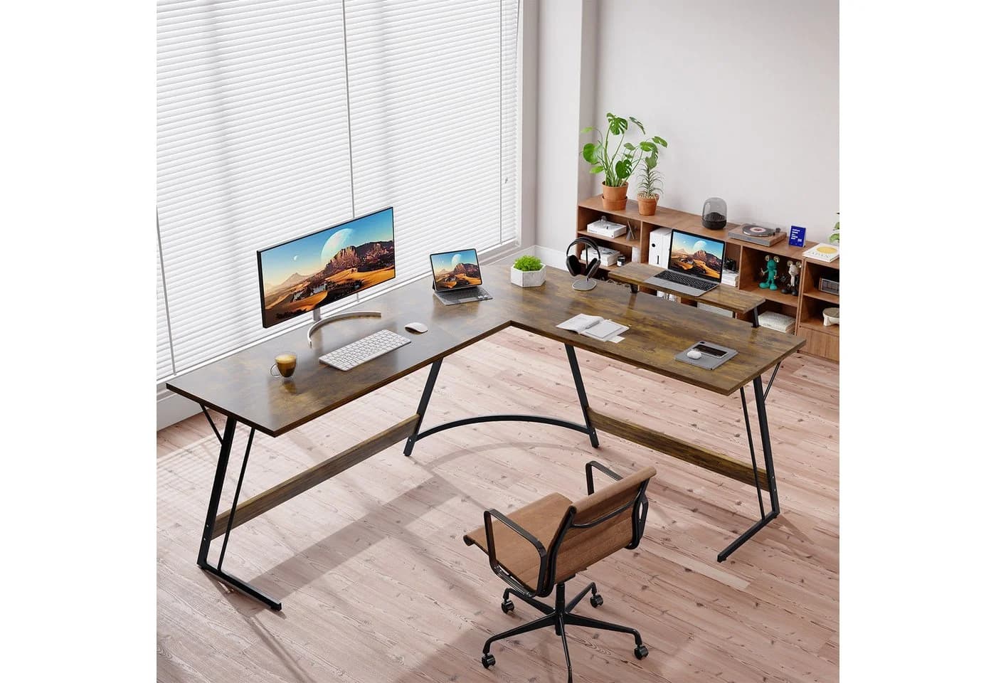 GUNJI L-förmiger Gaming-Schreibtisch 120cm Kohlefaser