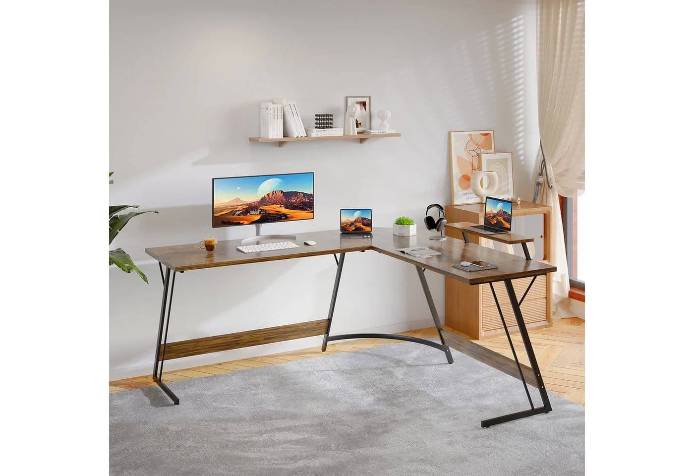 GUNJI L-förmiger Gaming-Schreibtisch 120cm Kohlefaser - Bild 3