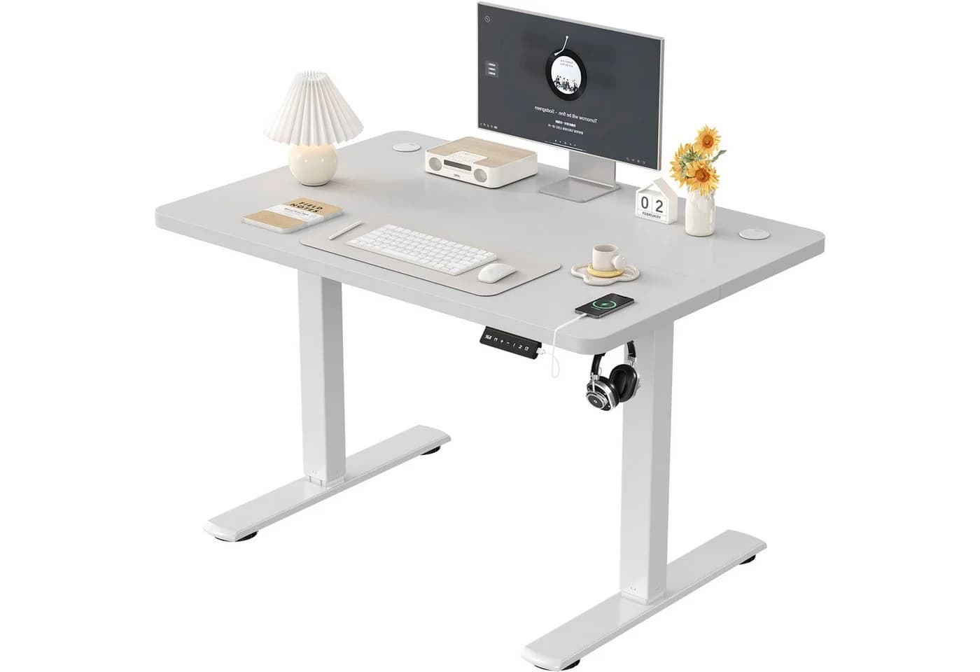Furnicopia Höhenverstellbarer Schreibtisch mit USB-Ladefunktion und Wecker-Erinnerung - Bild 2
