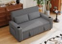 GUNJI Sofa Mit Bettfunktion, Cordsofa Mit Getränkehaltern, Ausziehbares Doppelschlafsofa Bild 1