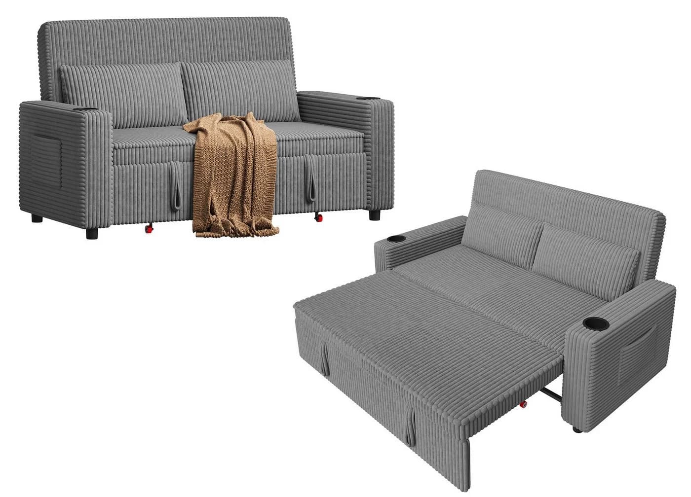 HOMALL Doppelschlafsofa 5-fach verstellbar mit Getränkehaltern - Bild 2