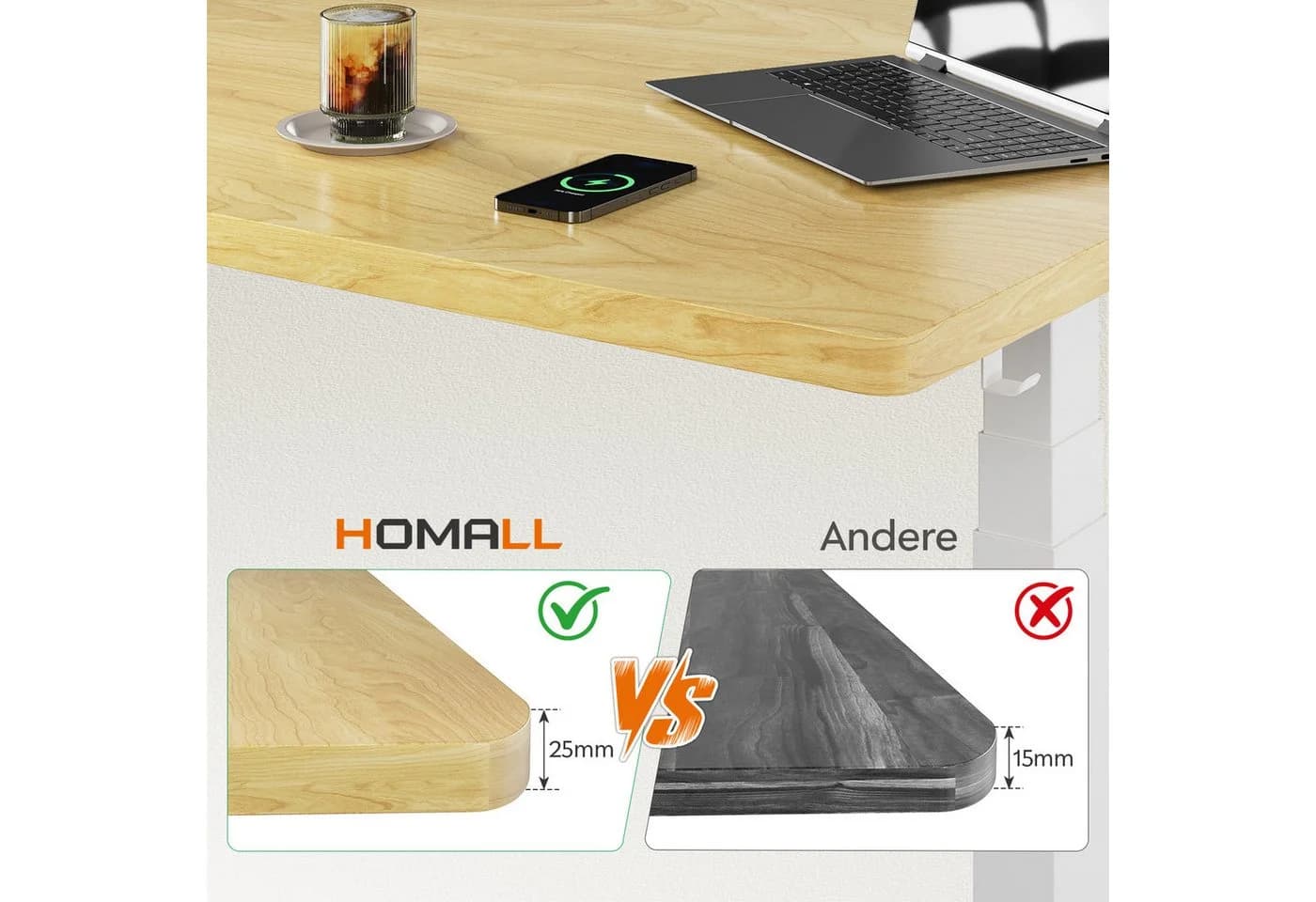 HOMALL Tischplatte 25mm verstärkte Vollplatte - Umweltfreundlich - Bild 4