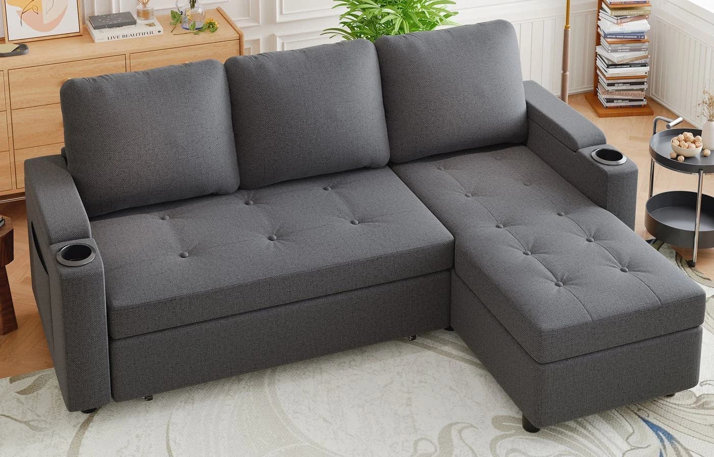 GUNJI Ecksofa L-Form/U-Form mit Stauraum und Schlafunktion
