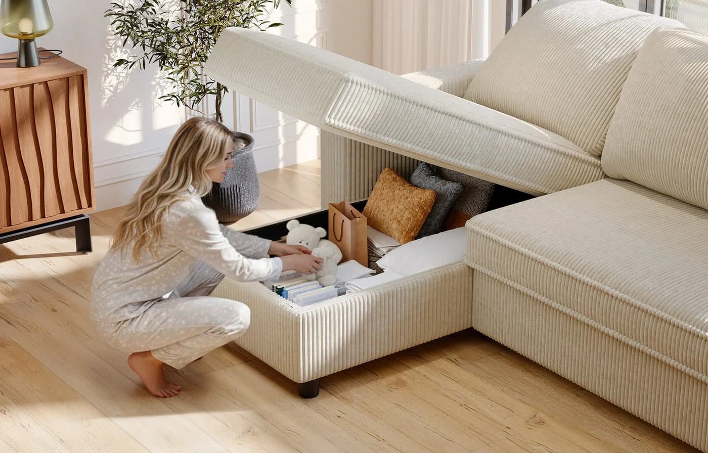 GUNJI Ecksofa L-Form/U-Form mit Stauraum und Schlafunktion - Bild 5