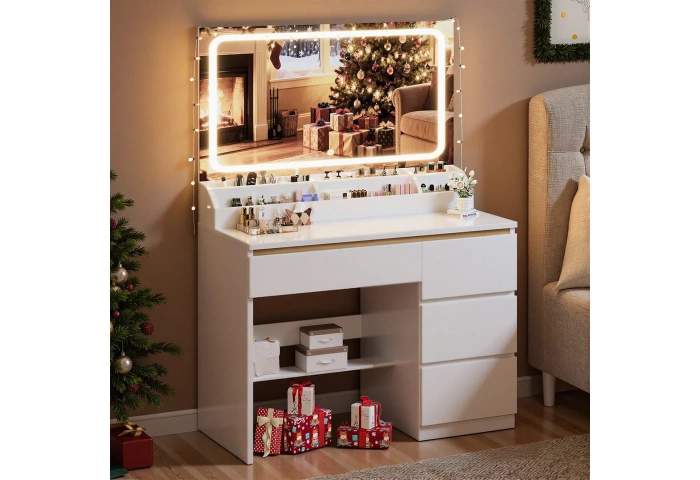 Furnicopia Schminktisch Mit Dreifarbiger LED-Beleuchtung - Bild 2