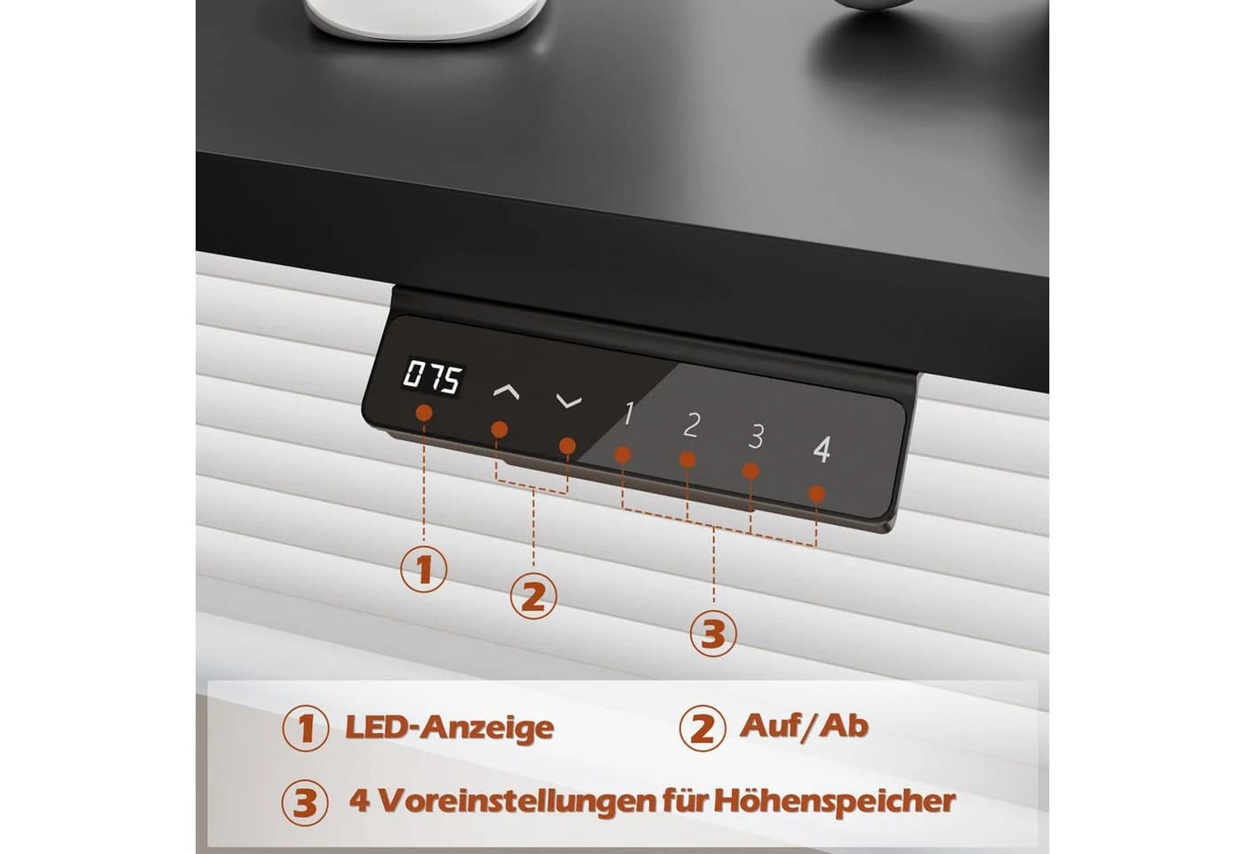 Furnicopia Schreibtisch Höhenverstellbar 25 mm Tischplatte Zweimotorantrieb - Bild 5