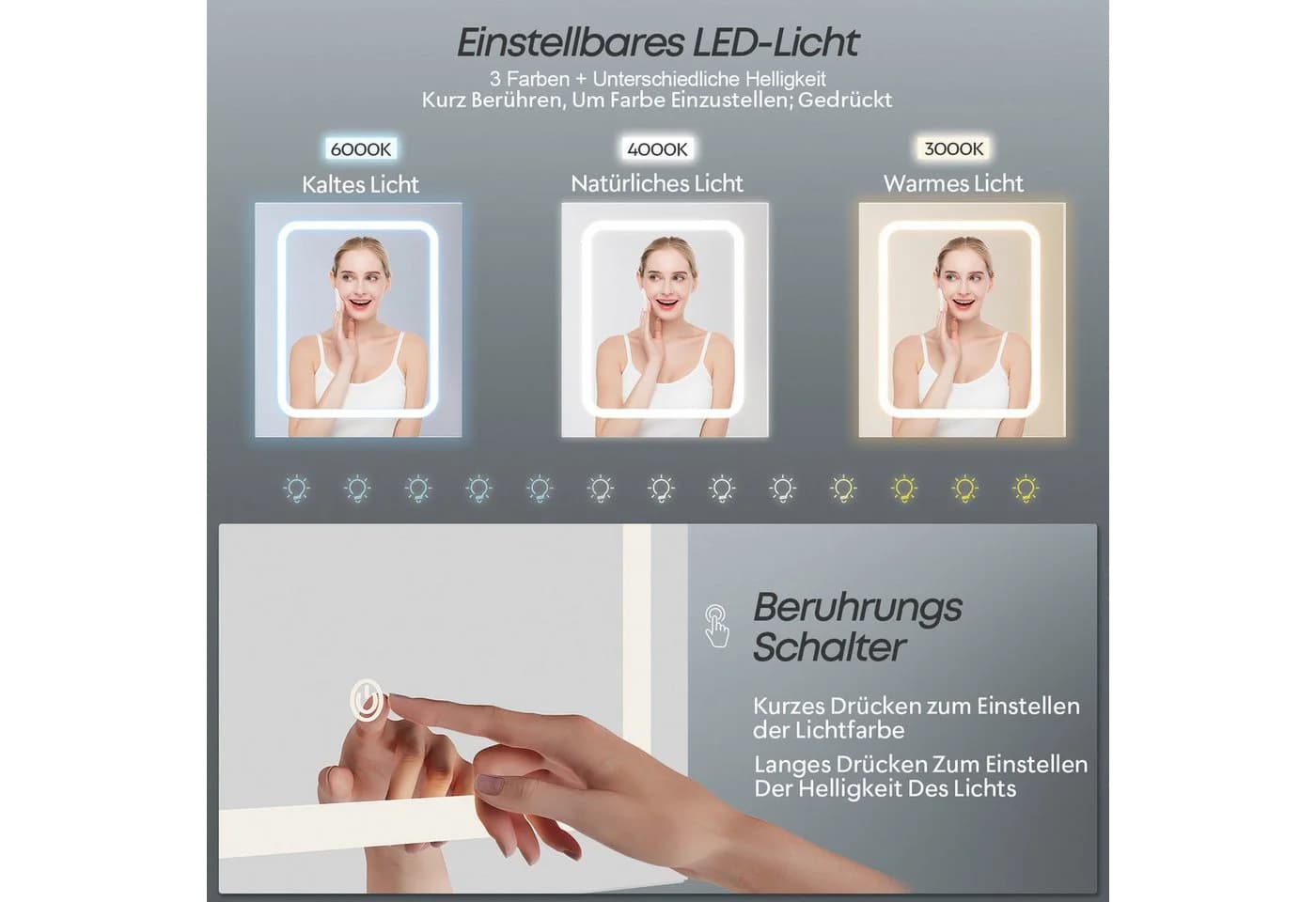 Furnicopia Schminktisch mit LED-Beleuchtung und viel Stauraum - Bild 4