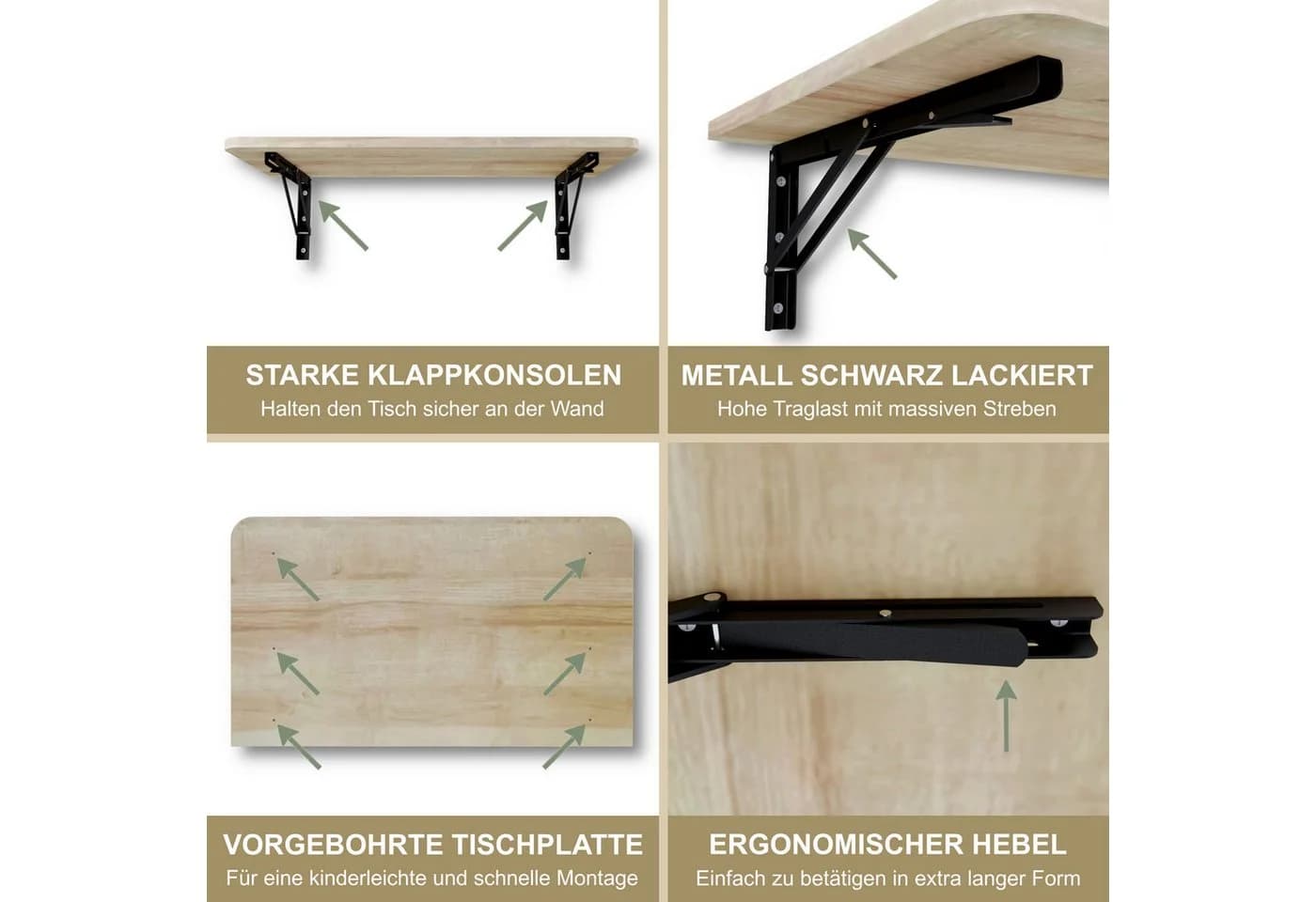 KDR Produktgestaltung Wandklapptisch Esstisch Schreibtisch Eiche Schwarz - Bild 4