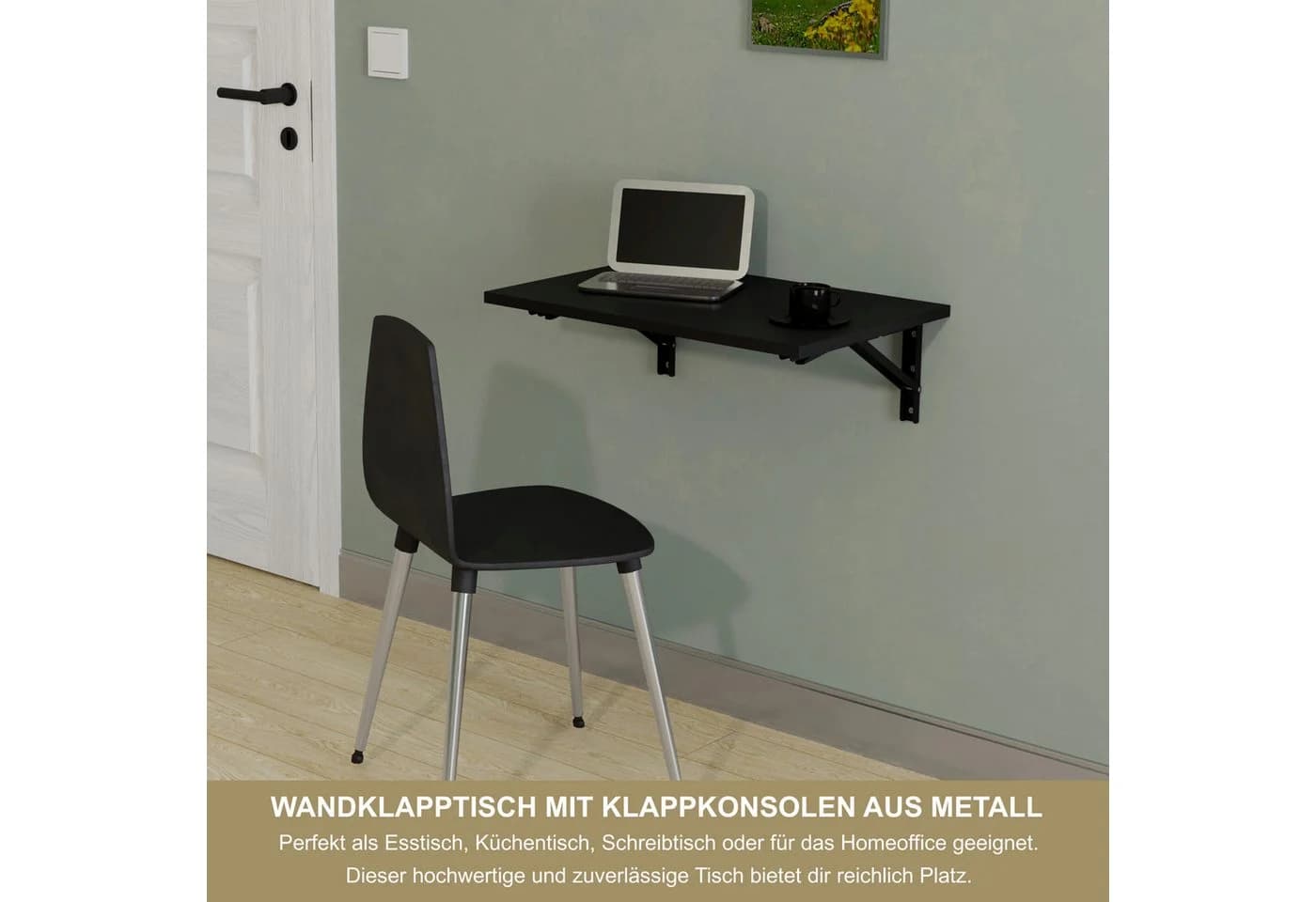 KDR Produktgestaltung Wandklapptisch Schwarz 60x40 cm