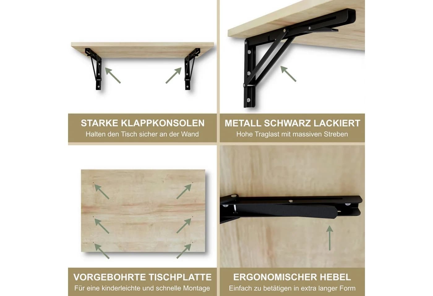 KDR Produktgestaltung Wandklapptisch Eiche Schwarz - Bild 4