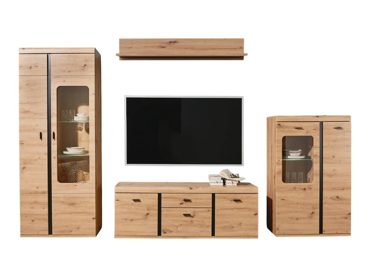 moebel-dich-auf Wohnwand KOS Artisan Eiche Schwarz Softclose LED - Bild 3