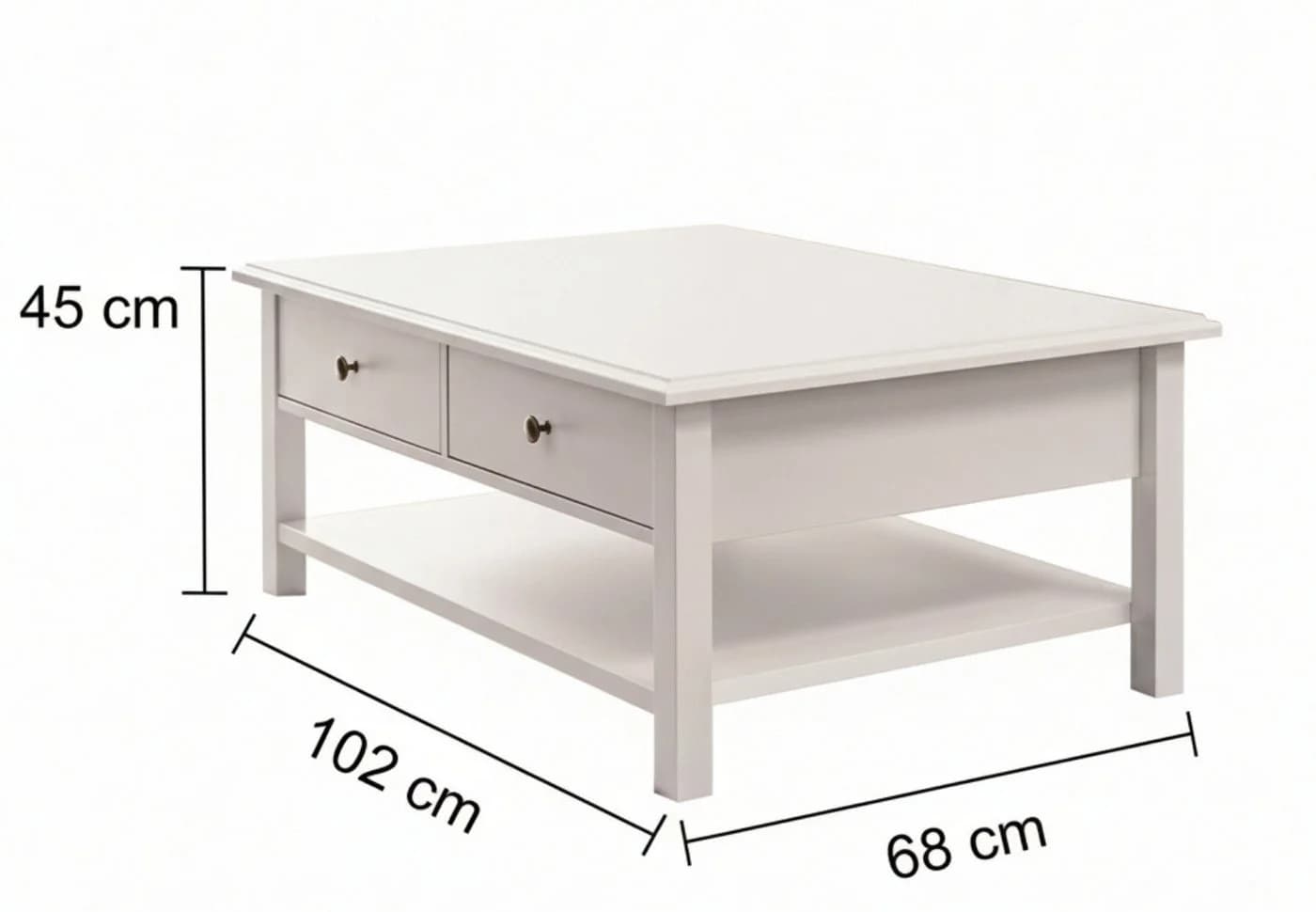 moebel-dich-auf Couchtisch AARHUS Landhausstil Weiß 2 Schubkästen - Bild 3