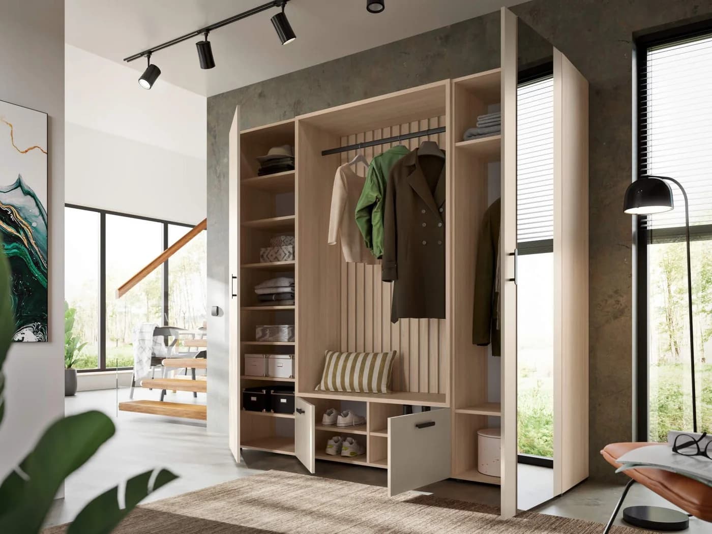 moebel-dich-auf Kompaktgarderobe MODENA 3-tlg. Weiß