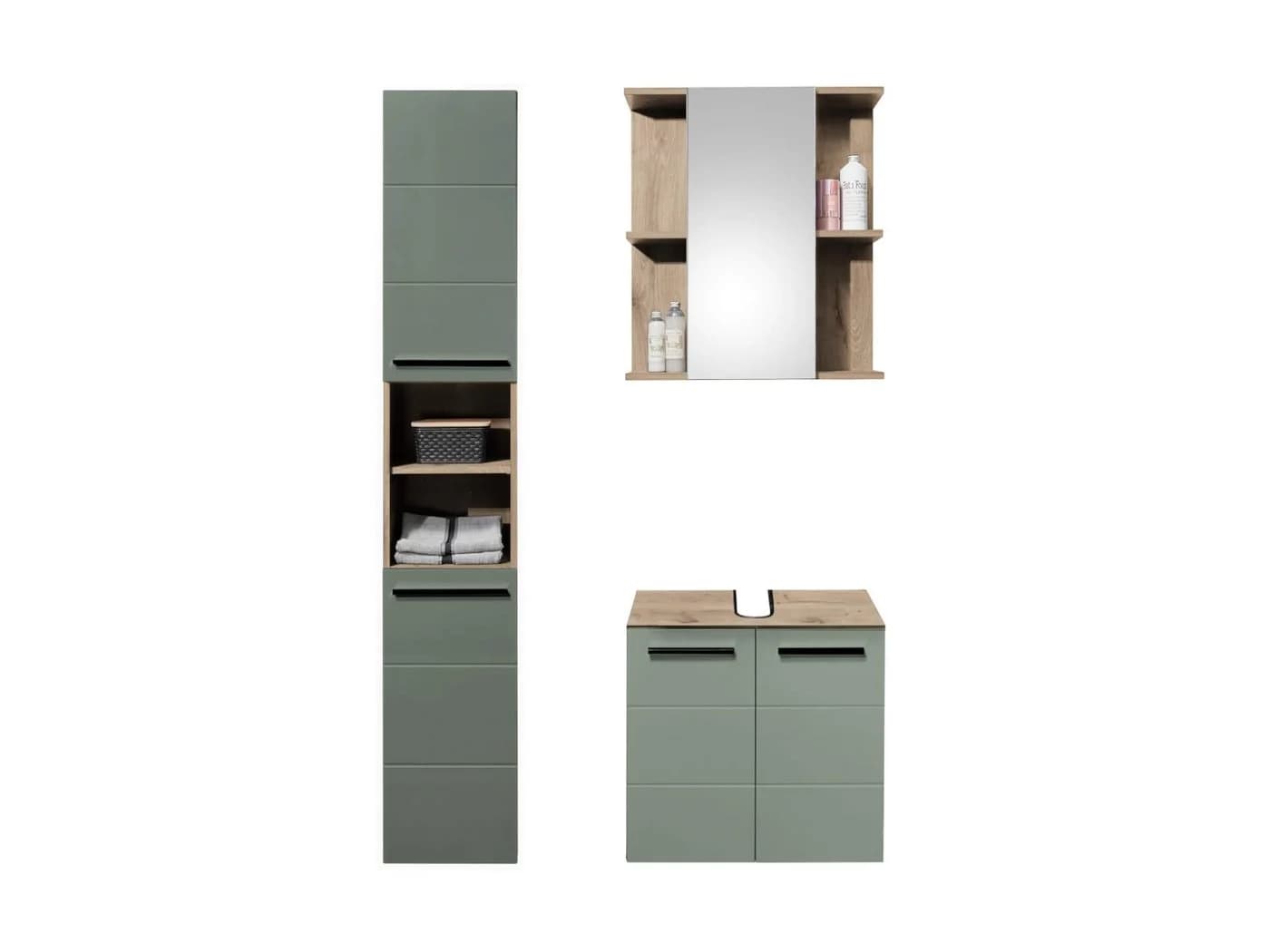 VALENCIA Badezimmer-Set mit Hochschrank, Unterschrank & Spiegelschrank - Bild 4
