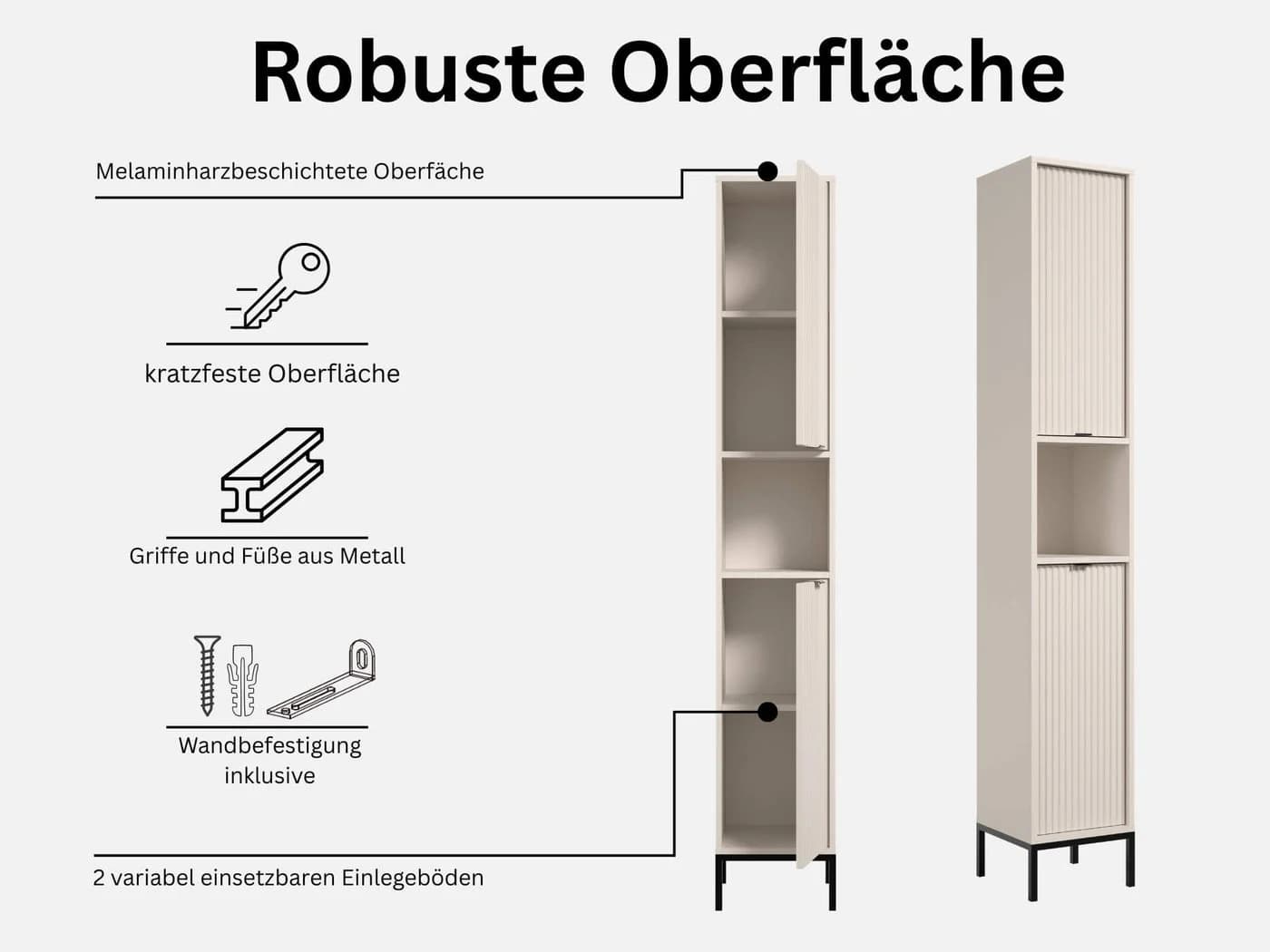 moebel-dich-auf Hochschrank CASTELLO Weiß 2 Türen 1 Fach - Bild 4