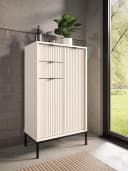 moebel-dich-auf Highboard CASTELLO Weiß MDF-Riffelung Bild 1