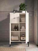 moebel-dich-auf Highboard CASTELLO Weiß MDF-Riffelung Bild 4
