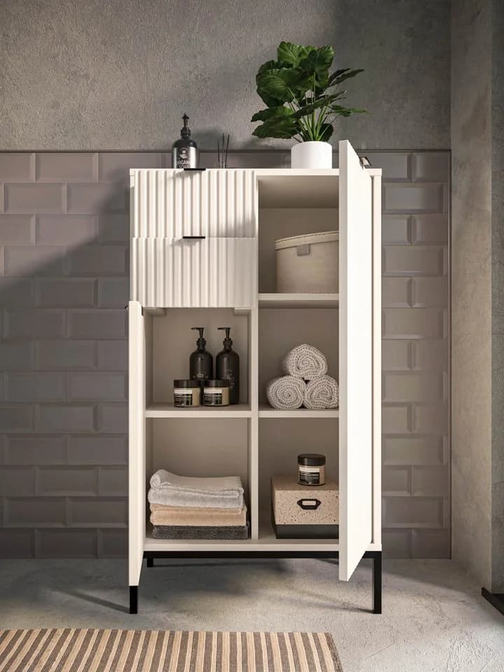 moebel-dich-auf Highboard CASTELLO Weiß MDF-Riffelung - Bild 4