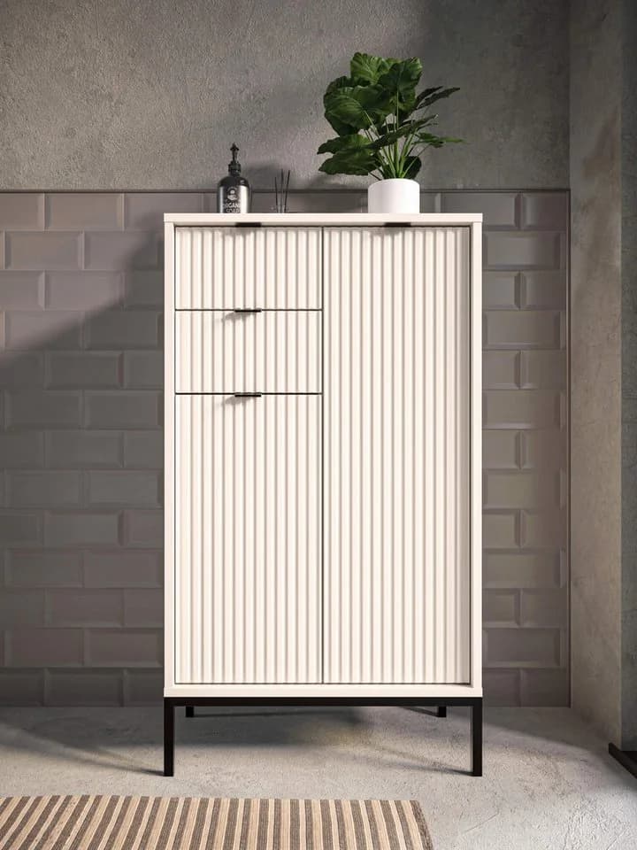 moebel-dich-auf Highboard CASTELLO Weiß MDF-Riffelung - Bild 5