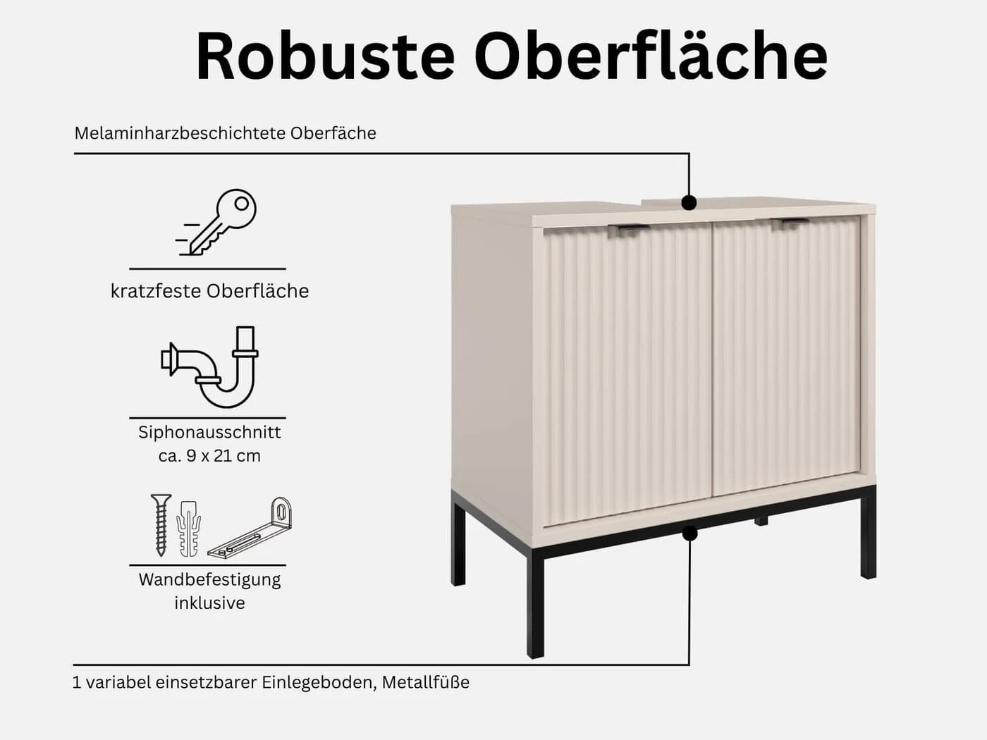 moebel-dich-auf Waschbeckenunterschrank CASTELLO mit MDF-Riffelungen - Bild 4