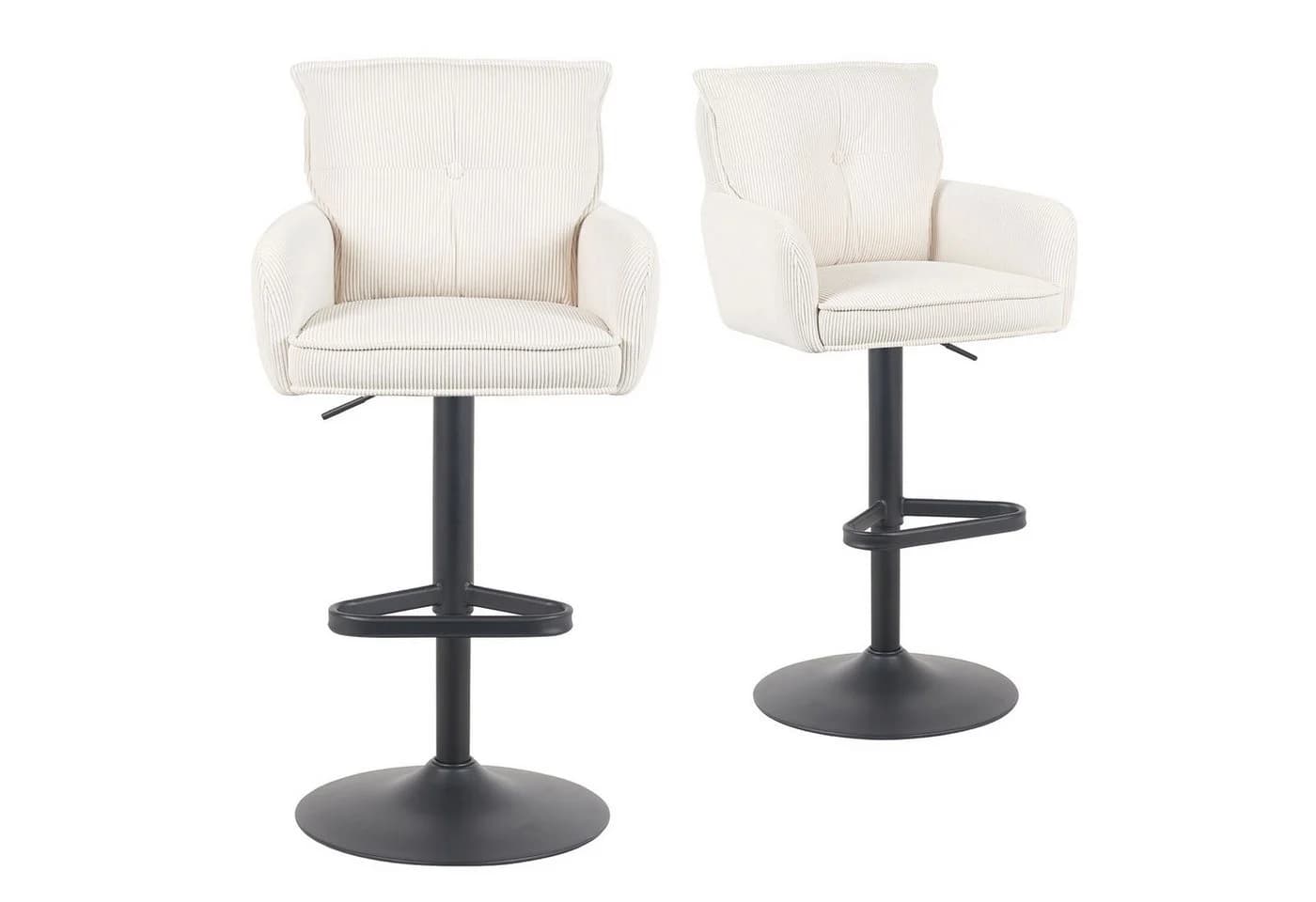 DUBI Möbel Barhocker Kira Matt-Schwarz 360° drehbar höhenverstellbar 2er-Set - Bild 2