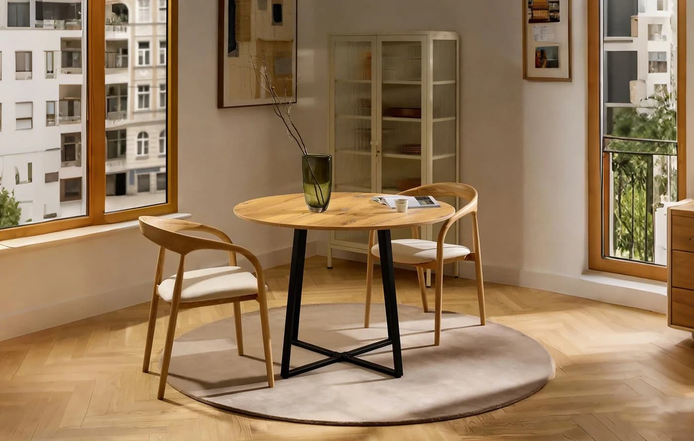 B&D home Esstisch NOA rund Metallgestell Schwarz Weiß - Bild 2