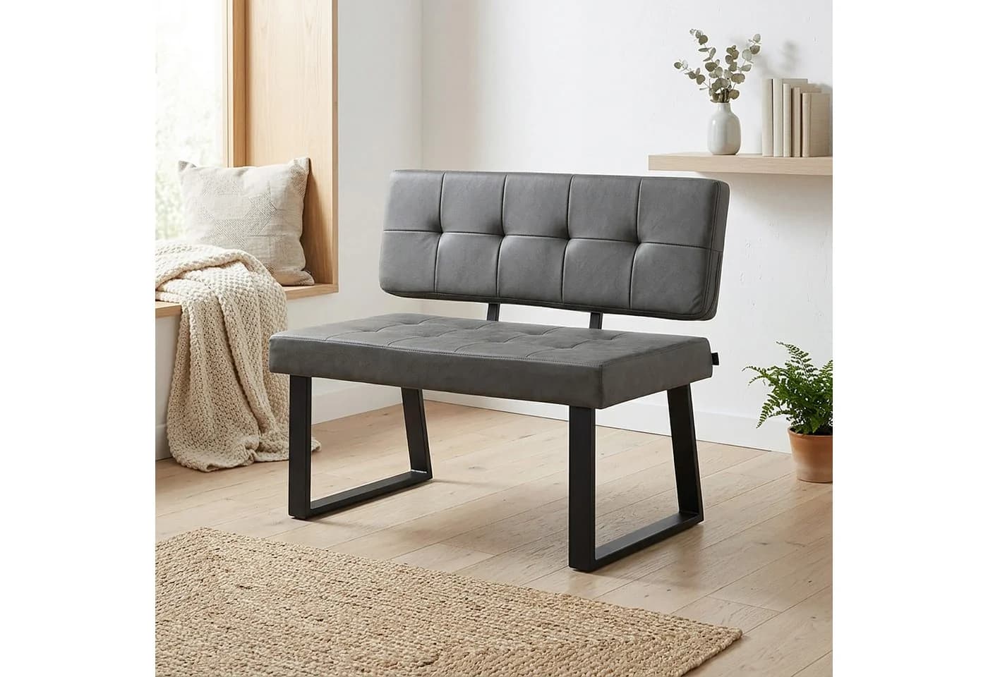 B&D home Essbank SIGFRID gepolstert Metallgestell Anthrazit - Bild 2