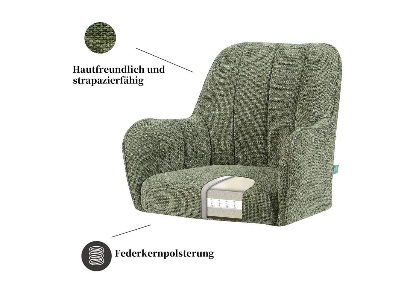 DUBI Möbel Polsterstuhl THOMAS-ZARA Grün 360° drehbar - Bild 3