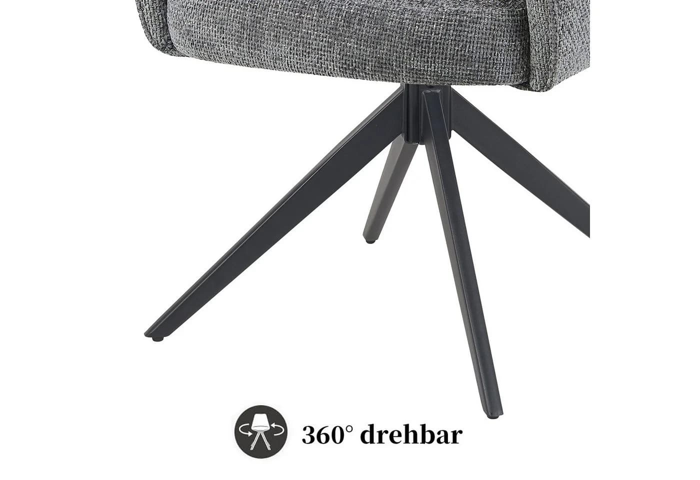 DUBI Möbel Polsterstuhl THOMAS-ZARA Grau 360° drehbar - Bild 4