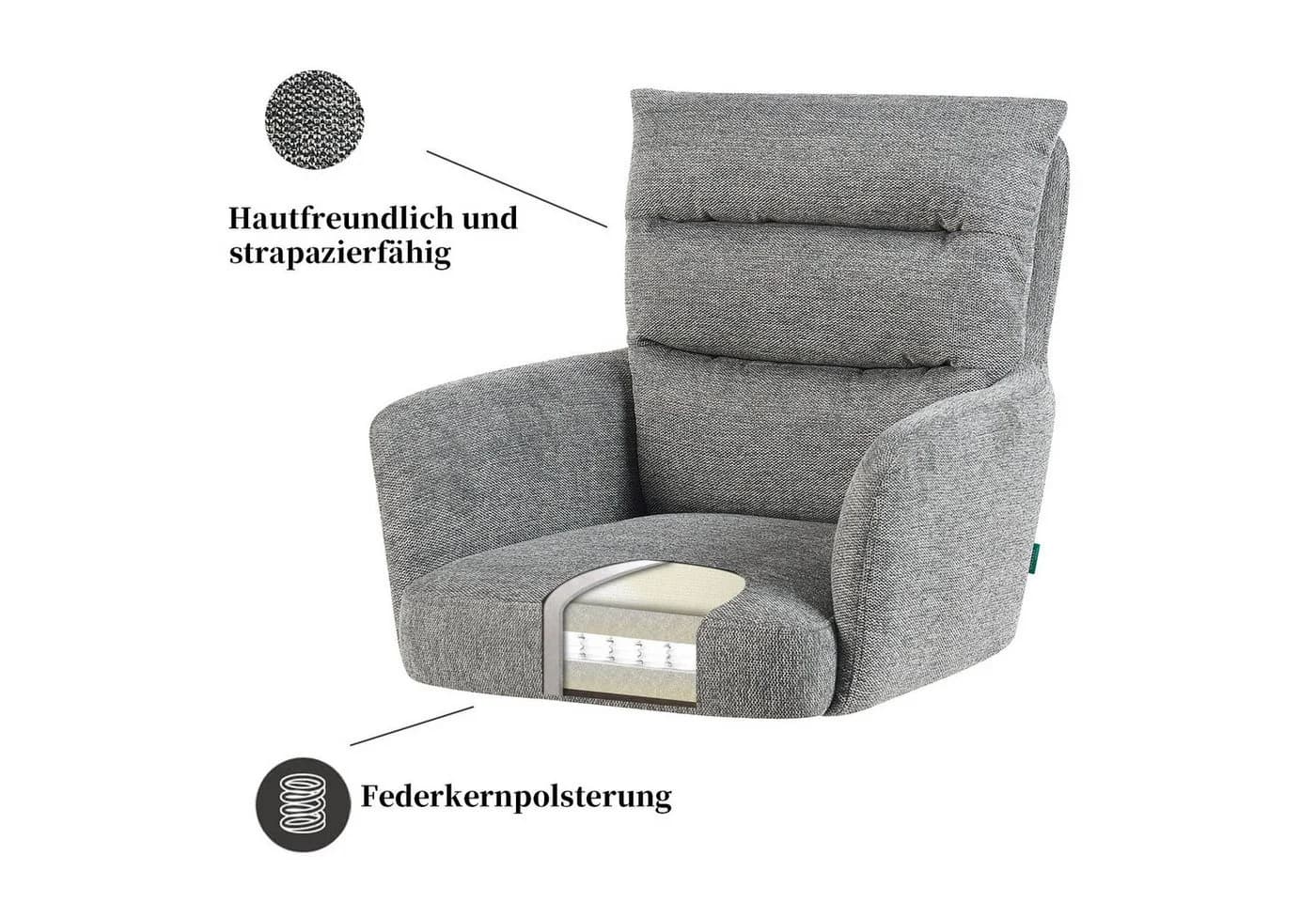 DUBI Möbel Polsterstuhl Mika-Juna Grau Eiche geölt 360° drehbar - Bild 3