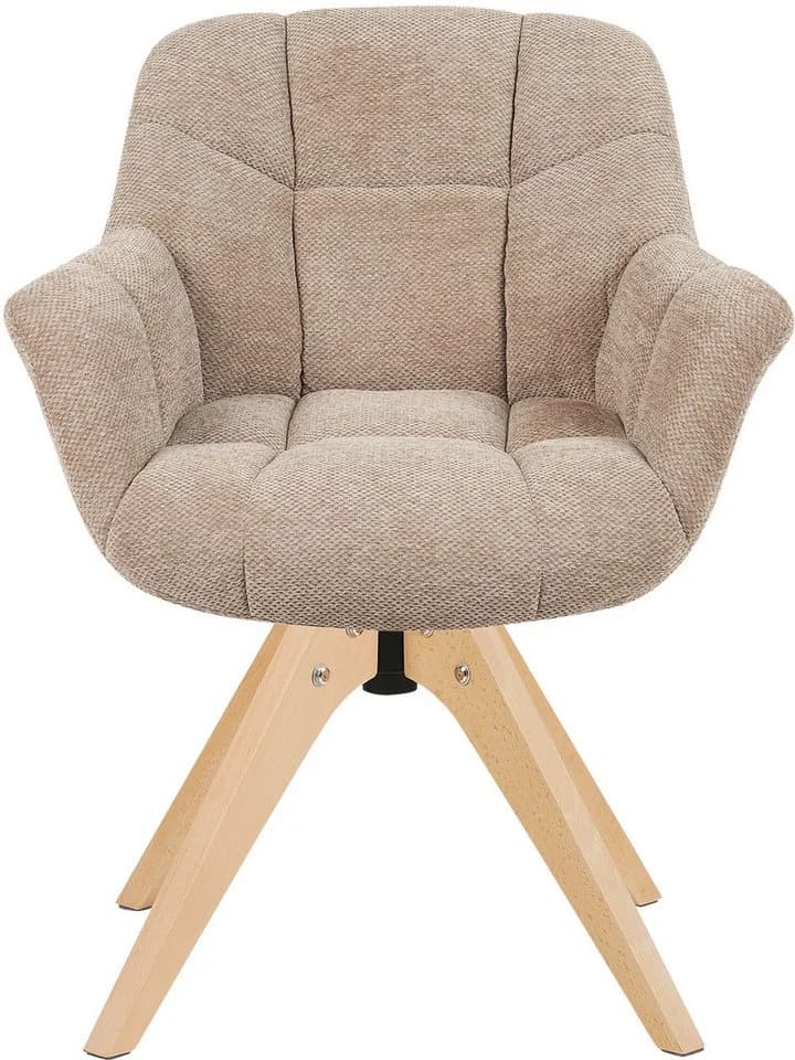 DUBI Möbel Polsterstuhl Mika-Nele Eiche geölt 360° drehbar Beige - Bild 2