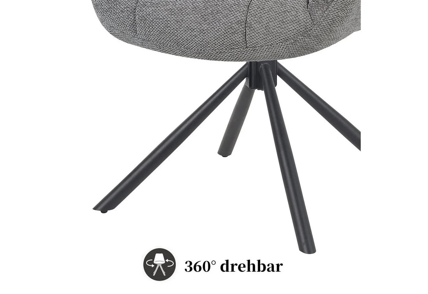 DUBI Möbel Polsterstuhl Mika-Luka 360° drehbar Grau Schwarz - Bild 4