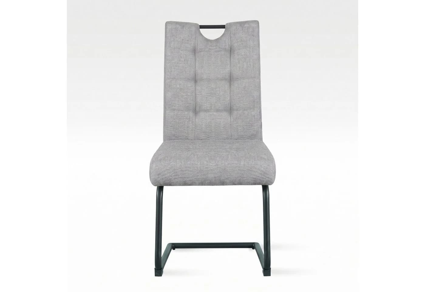 B&D home Freischwinger SOFIA Set 2 Stuhl Grau Metall Taschenfederkern