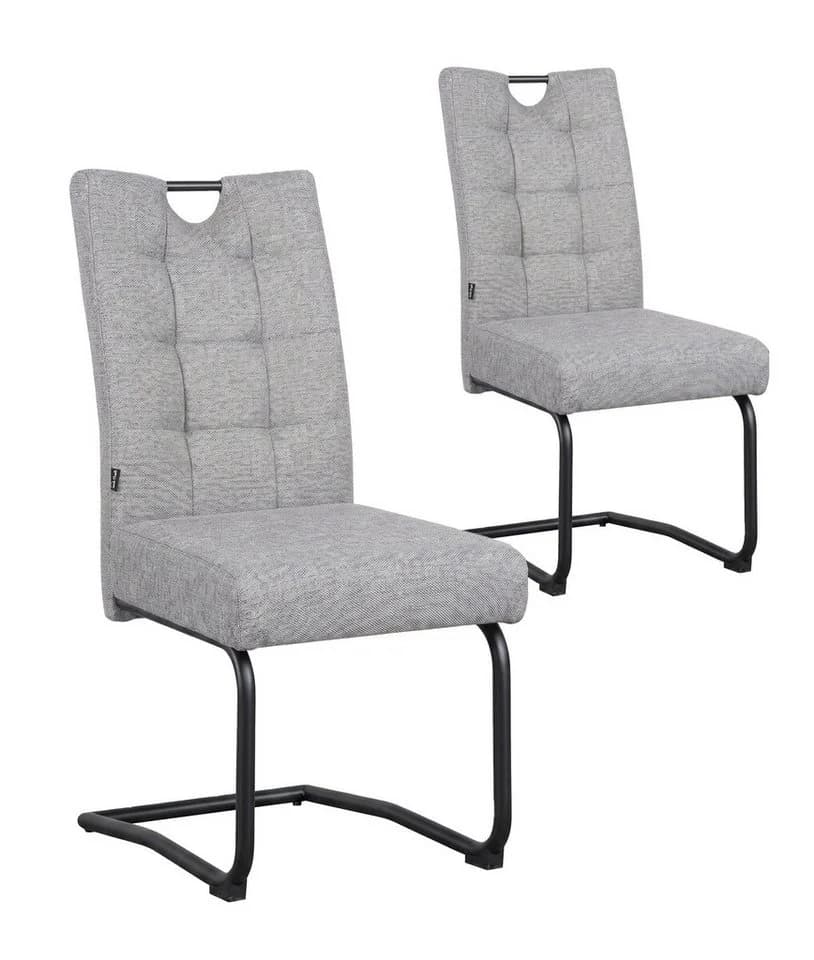 B&D home Freischwinger SOFIA Set 2 Stuhl Grau Metall Taschenfederkern - Bild 2