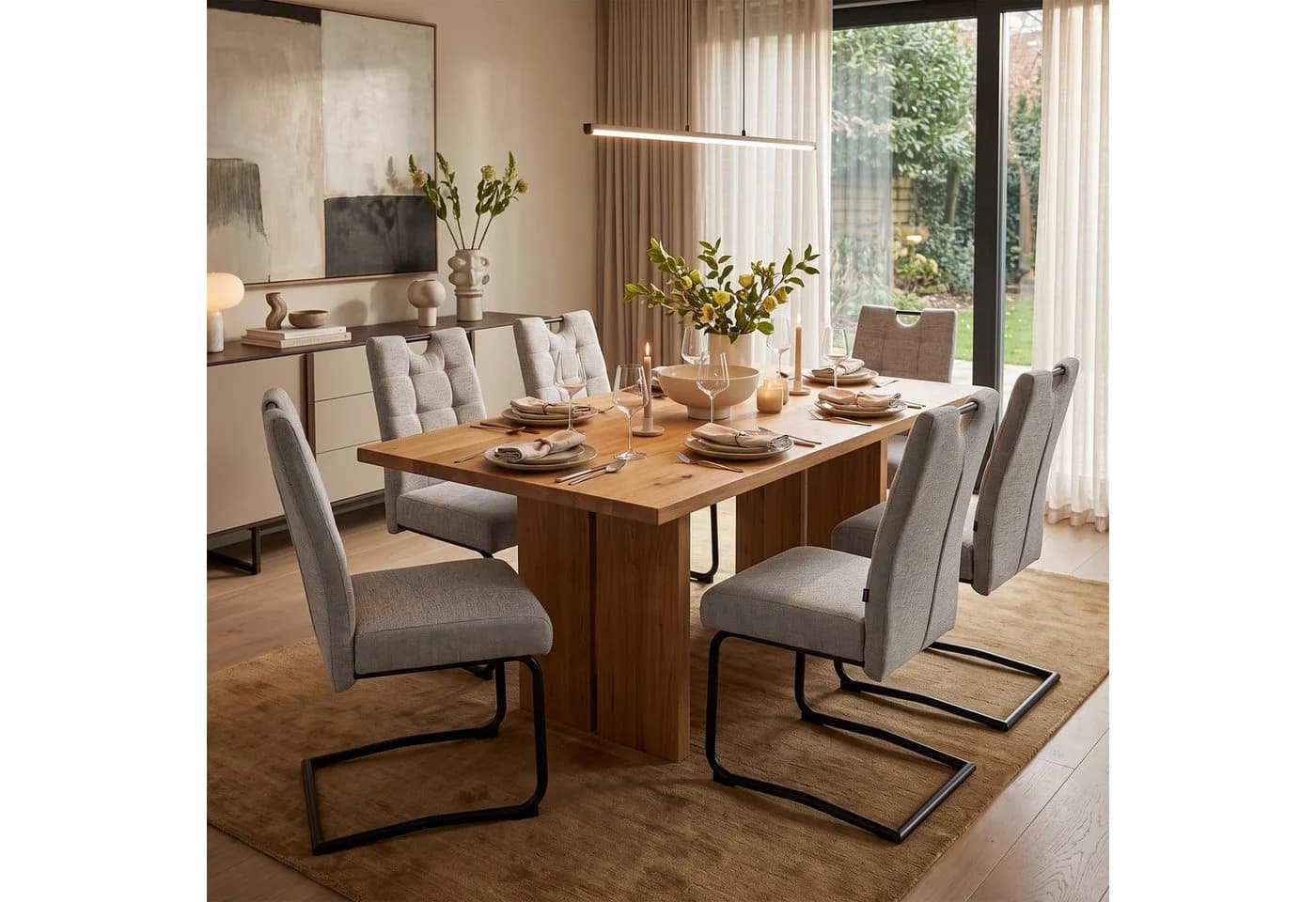 B&D home Freischwinger SOFIA Set 2 Stuhl Grau Metall Taschenfederkern - Bild 5